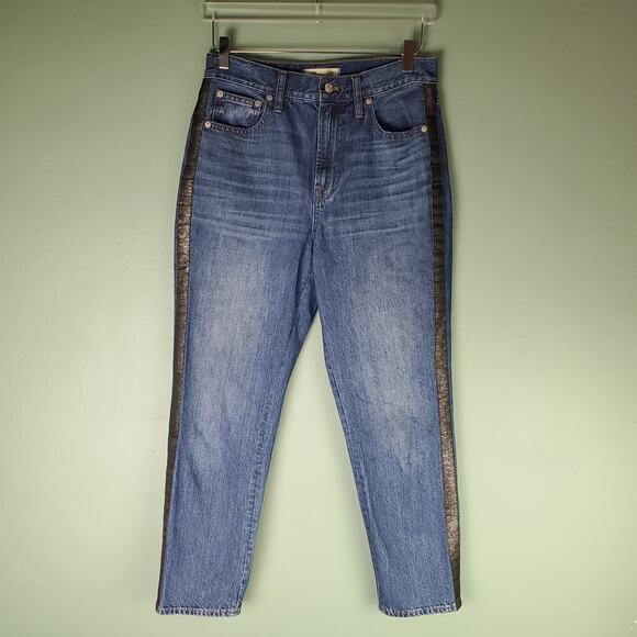Madewell The Perfect Vintage Jean High Rise Metallic Tuxedo Stripe Size 28 - Picture 1 of 7